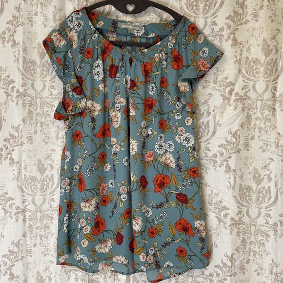 Daniel Rainn Blue Floral Blouse - Size Medium - Flowy - Multi-seasonal - Picture 1 of 9